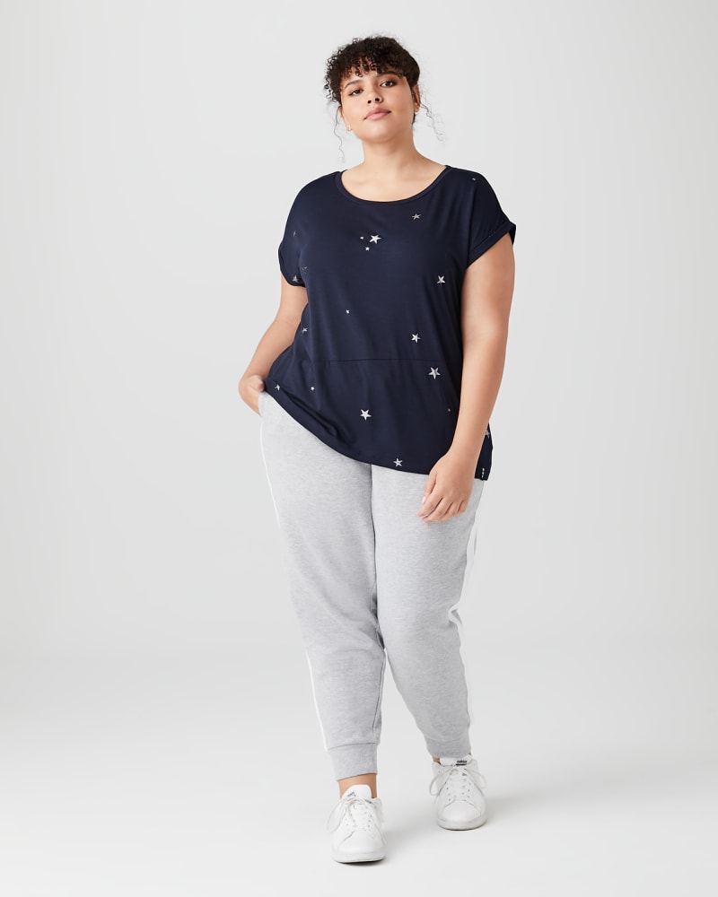 Plus size model wearing Vita Dolman Top by Marc NY | Dia&Co | dia_product_style_image_id:136415